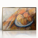 Modern Wall Art: Still Life of Peaches on Plate with Warm Tones