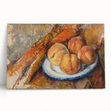 Modern Wall Art: Still Life of Peaches on Plate with Warm Tones