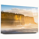 Colorful acrylic artwork depicting a stunning cliff landscape viewed from the side, showcasing vibrant colors and intricate details, ideal for modern home decor.