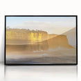Framed acrylic artwork depicting majestic cliffs and serene landscapes, showcasing vibrant colors and intricate details, perfect for modern home decor.