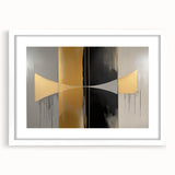Abstract geometric frame in a white mat, showcasing a modern design with sharp angles and clean lines, perfect for contemporary home decor or art display.