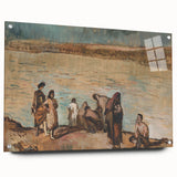 Expressionist Art - Serene River Scene with Human Figures