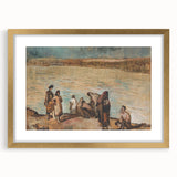 Expressionist Art - Serene River Scene with Human Figures