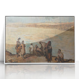 Expressionist Art - Serene River Scene with Human Figures