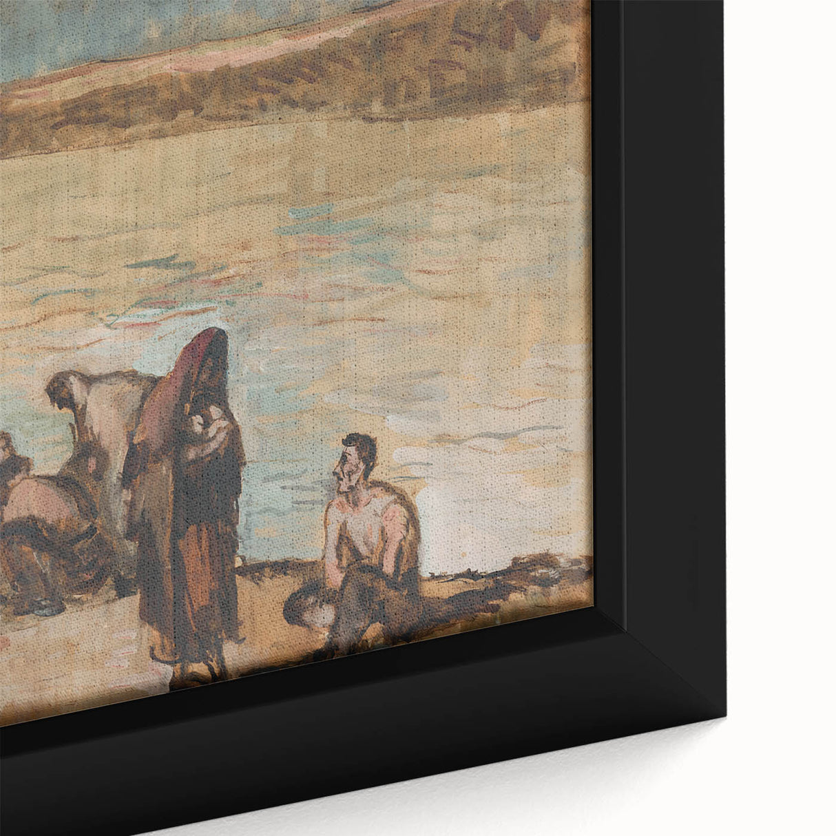 Expressionist Art - Serene River Scene with Human Figures