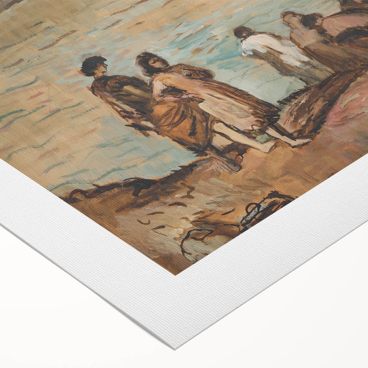 Expressionist Art - Serene River Scene with Human Figures