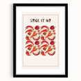 Extra large abstract art print featuring textured, colorful fruits on a black framed canvas, ideal for living room decor.