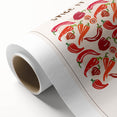Art deco poster featuring assorted fruits in vibrant colors on a rolled canvas, ideal for nursery wall art.
