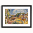 Modern Wall Art: Vibrant Landscape with Figures and Horse Carriage