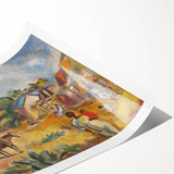 Modern Wall Art: Vibrant Landscape with Figures and Horse Carriage