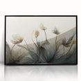 Framed abstract floral wall art with vibrant colors and intricate designs, featuring a sleek black frame that enhances its modern aesthetic, perfect for home décor.