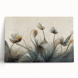 Abstract floral wall art on stretched canvas, showcasing vibrant colors and intricate patterns, perfect for modern home decor. Designed to add elegance and warmth to any room.