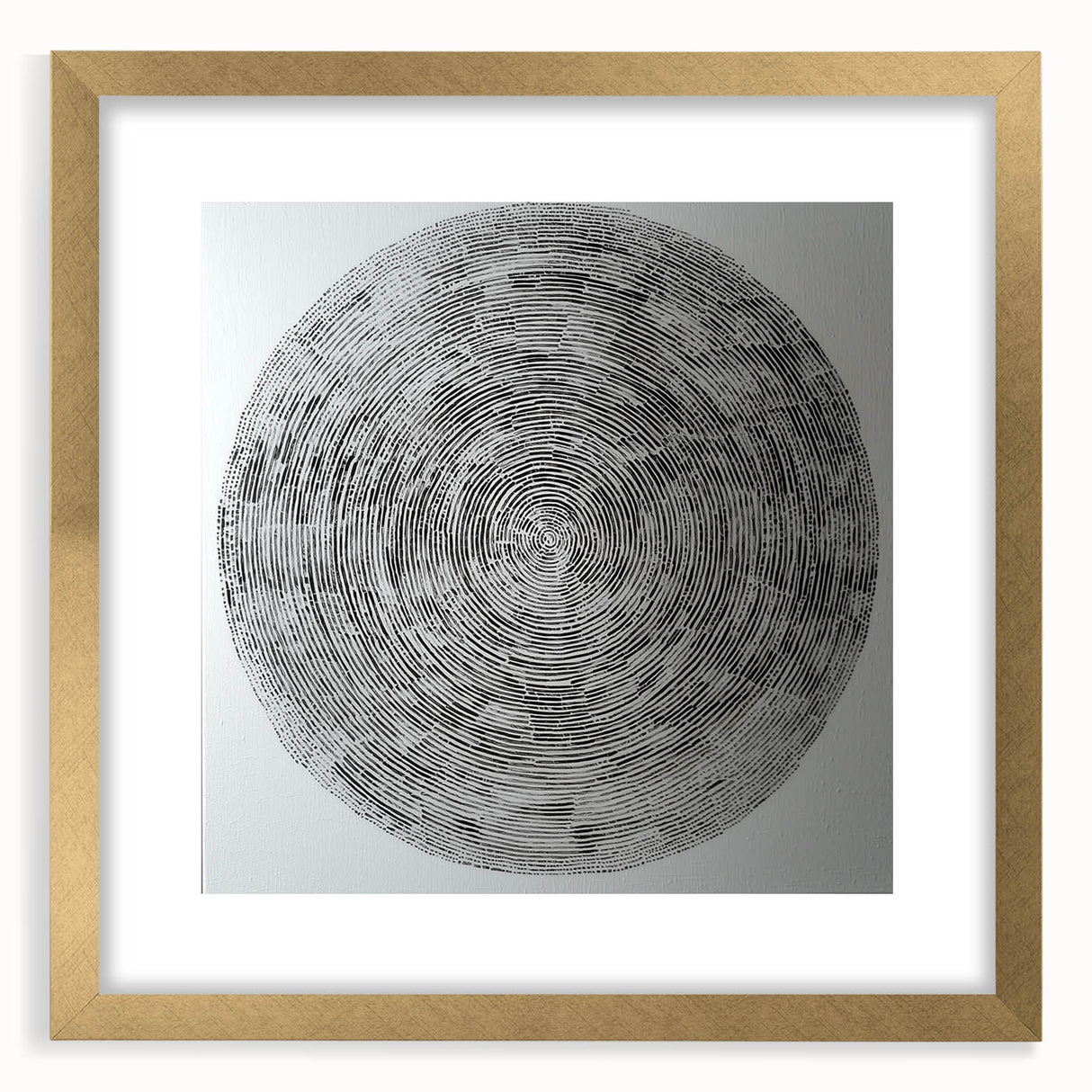 Abstract geometric frame with a gold mat, showcasing a modern design that enhances any decor. Ideal for contemporary art lovers seeking elegance and sophistication.