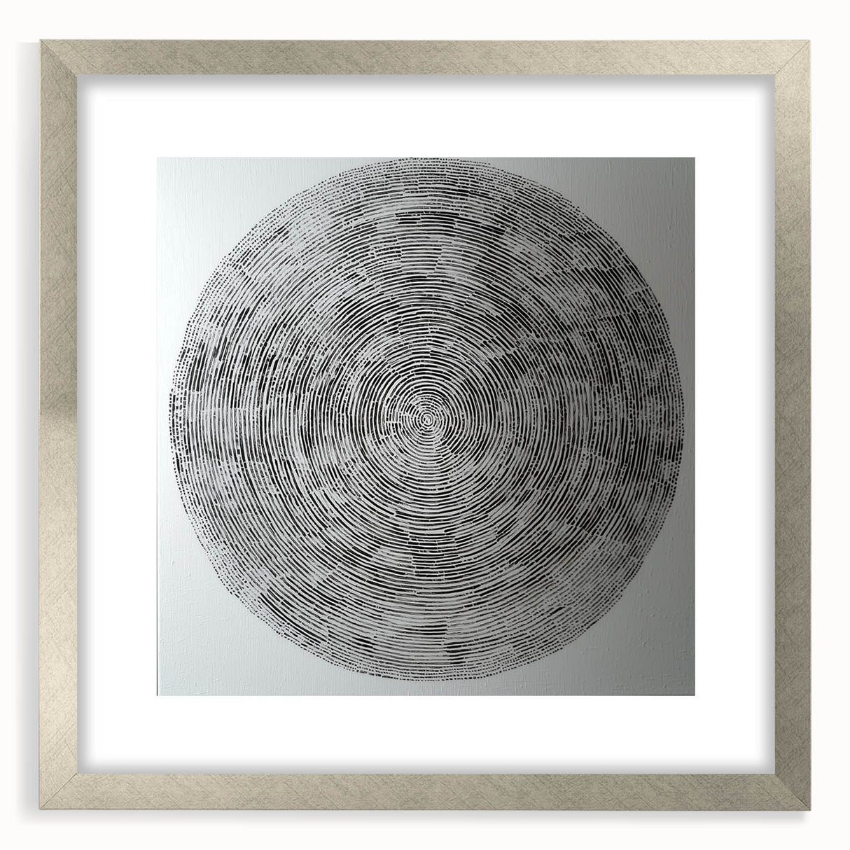 Abstract geometric picture frame in silver with a mat, showcasing a modern design ideal for contemporary decor. Perfect for displaying artwork or photos.
