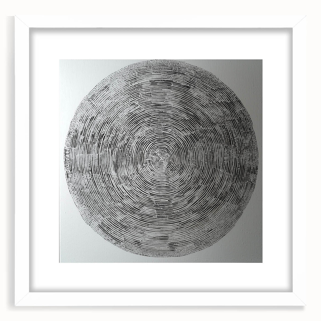 Abstract geometric frame with a white mat, showcasing a modern, minimalist design. Ideal for contemporary decor, enhancing any space with its stylish appearance.