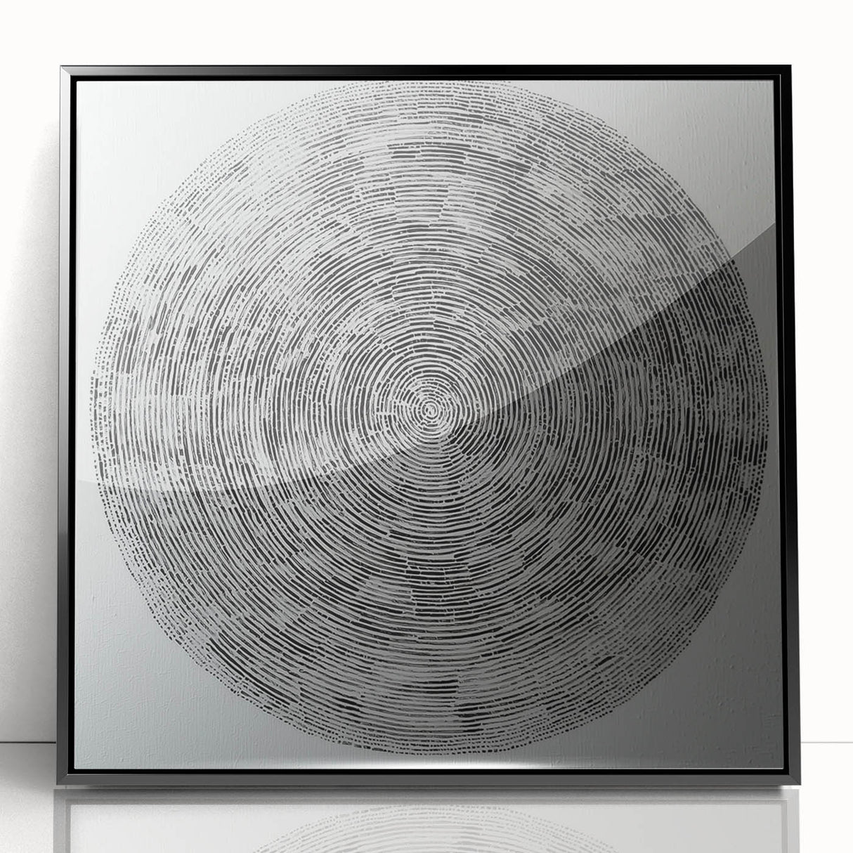 Framed abstract geometric art piece in black acrylic, showcasing sharp lines and modern design elements, perfect for contemporary home decor and stylish interiors.