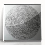Framed geometric abstract art piece featuring a white acrylic front, showcasing a modern design with sharp angles and vibrant colors, perfect for contemporary home decor.