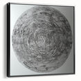 Abstract geometric framed canvas artwork showcasing a modern black and white design, perfect for contemporary home decor. The side view highlights its sleek frame and textured details, ideal for enhancing artistic spaces.