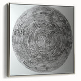 Abstract geometric framed canvas artwork showcasing a silver color scheme, with sharp angles and modern design elements, perfect for contemporary home decor.