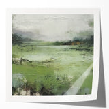 Abstract landscape wall art print showcasing vibrant colors and bold brush strokes, set against a minimalist backdrop, perfect for modern home decor. This glossy piece adds a contemporary touch to any living space while enhancing visual interest.