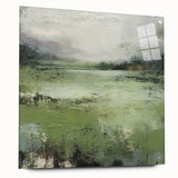 Abstract landscape wall art print displayed in a side view, showcasing vibrant colors and intricate details, mounted with decorative pins on a sleek surface, perfect for modern home decor.