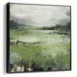 Framed canvas wall art showcasing an abstract landscape design with bold colors and textured details, featuring a sleek black frame that enhances its modern aesthetic. Ideal for contemporary home decor, this piece adds a vibrant touch to any living space.