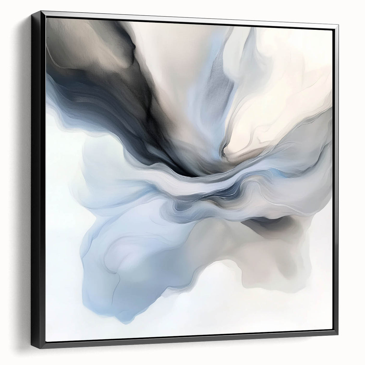 Minimalist Abstract Wall Art – Cloud Bloom in Gray, Blue & White