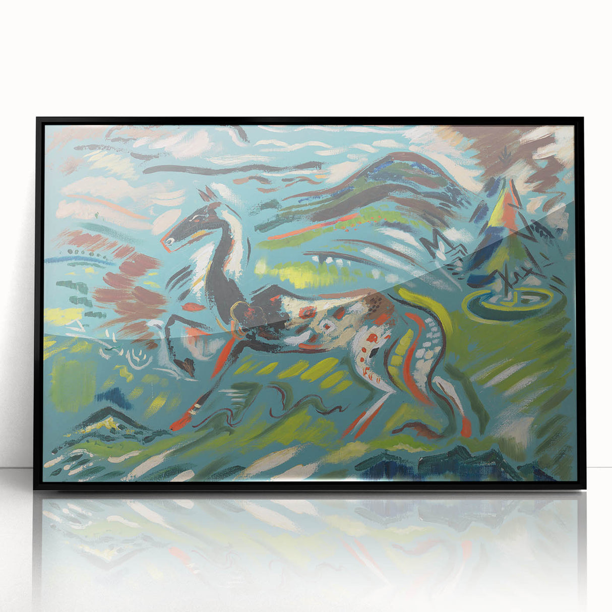 Expressionist Art - Vibrant Abstract Horse in Dynamic Landscape
