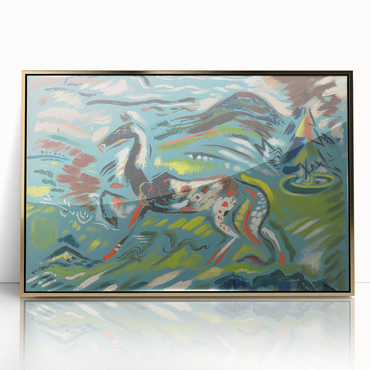 Expressionist Art - Vibrant Abstract Horse in Dynamic Landscape
