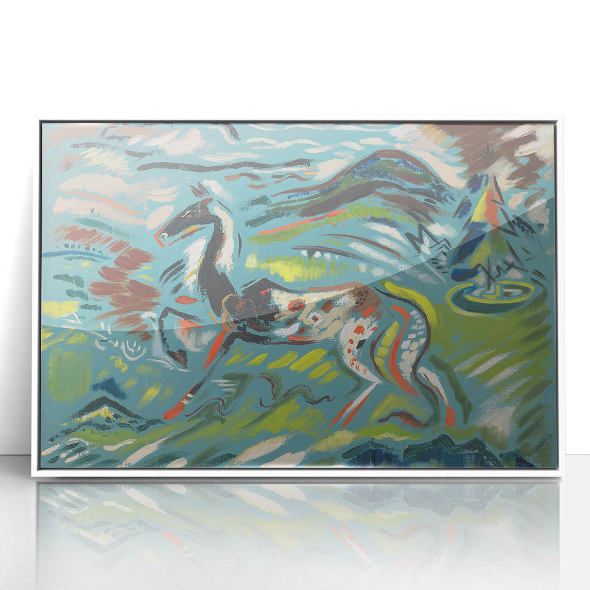 Expressionist Art - Vibrant Abstract Horse in Dynamic Landscape