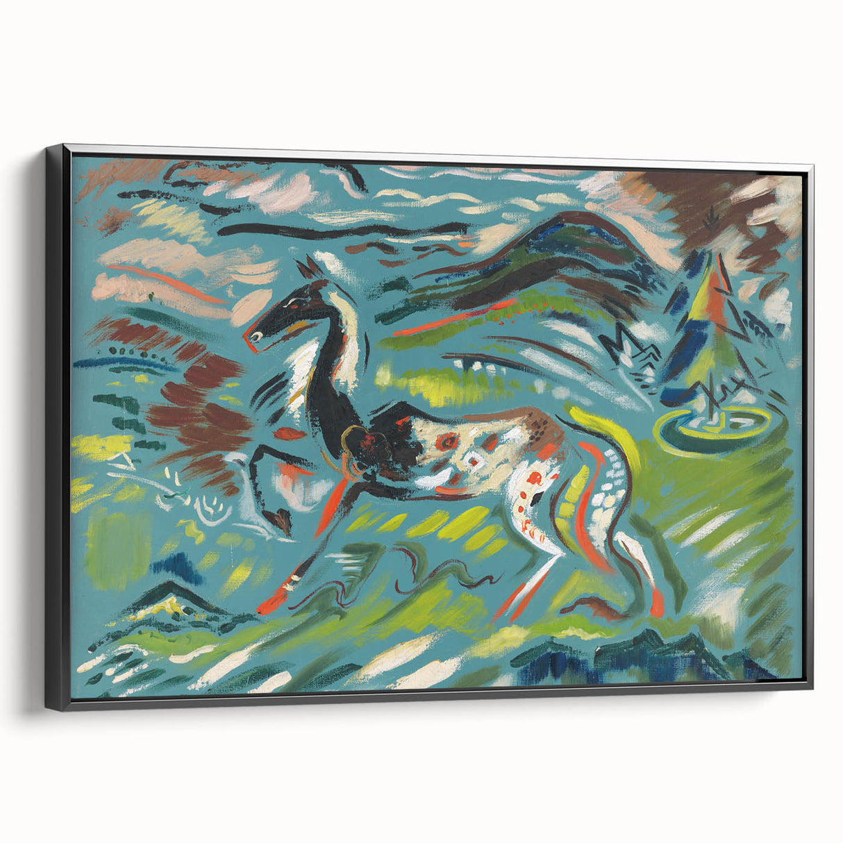 Expressionist Art - Vibrant Abstract Horse in Dynamic Landscape