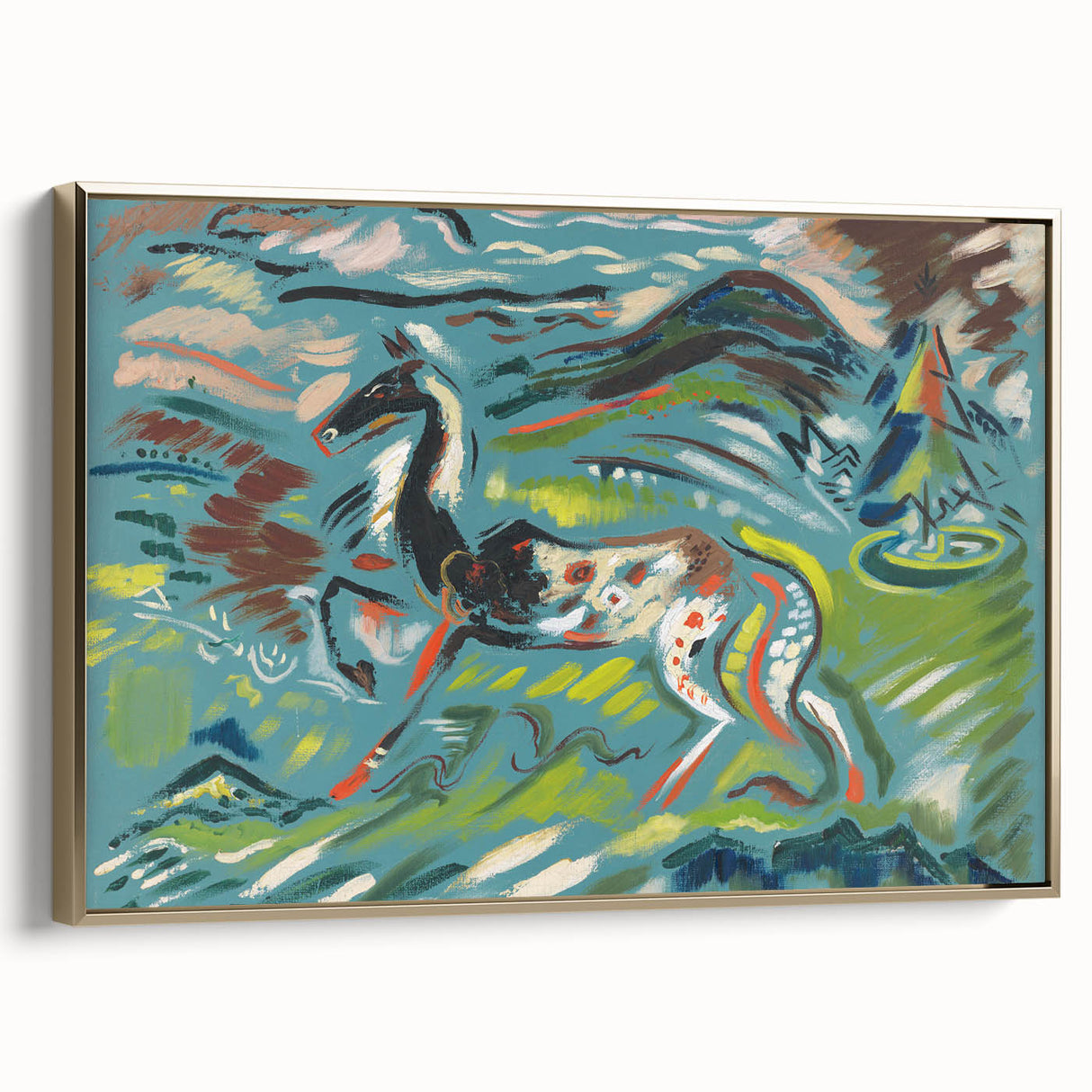 Expressionist Art - Vibrant Abstract Horse in Dynamic Landscape