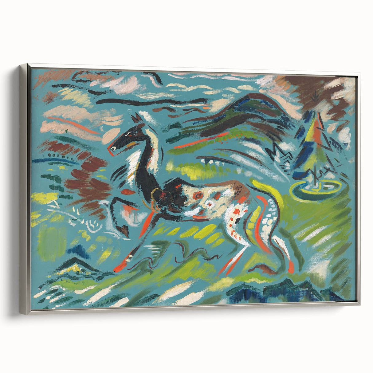 Expressionist Art - Vibrant Abstract Horse in Dynamic Landscape