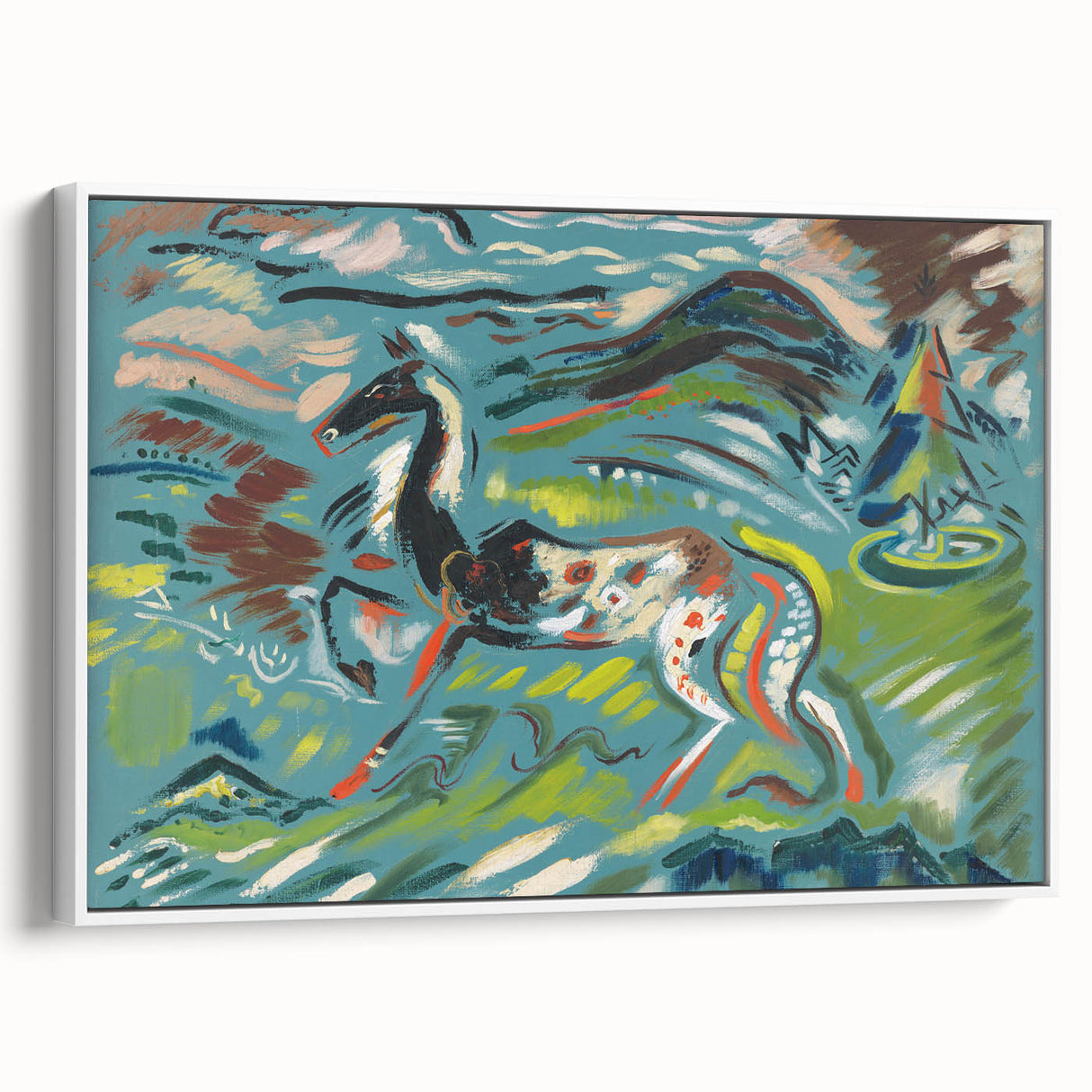Expressionist Art - Vibrant Abstract Horse in Dynamic Landscape