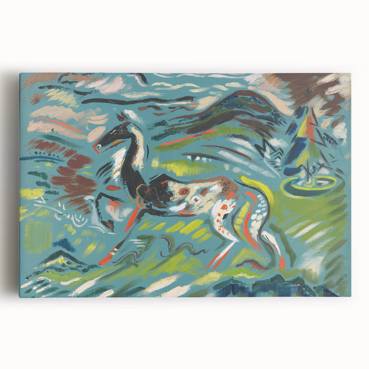 Expressionist Art - Vibrant Abstract Horse in Dynamic Landscape