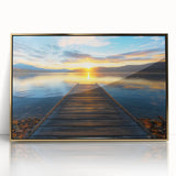 Framed acrylic artwork depicting a stunning landscape bridge in gold tones, showcasing intricate details and vibrant colors, ideal for modern home decor.