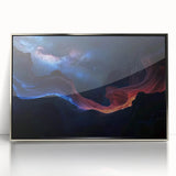 Framed acrylic artwork showcasing a stunning landscape of canyons in silver tones, ideal for modern home decor, enhancing interior aesthetics with nature's beauty.