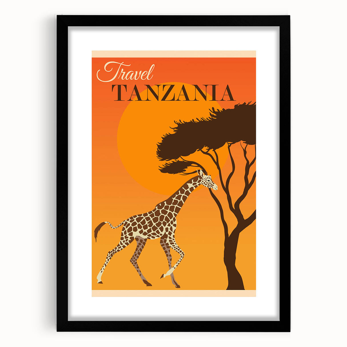 Retro Tanzania Travel Poster - Vintage Safari Wall Art