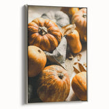 Framed canvas depicting a vintage landscape painting with fall foliage in vibrant colors, ideal for living room decor.