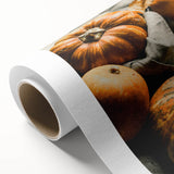 Art deco poster of a stylized autumn tree in orange and brown tones on rolled canvas, suitable as nursery wall art.