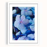 Abstract art print featuring swirls of pink and green, framed in white, suitable for bedroom or dining room decor.