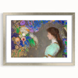 Modern Wall Art: Portrait with Vibrant Floral Surroundings in Soft Hues