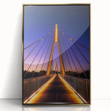 Mid-century modernist large art print featuring a geometric pattern in gold and white, acrylic framed.