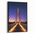 Black and white vintage poster art of landscape on framed canvas, suitable for bedroom wall placement.