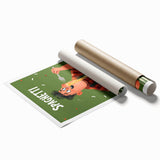 Extra large rolled print featuring detailed floral art in soft pastel shades.