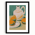Extra large abstract art print featuring colorful, textured fruits, framed in black, ideal for living room decor.