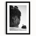 Black landscape frame with a white mat displaying a vibrant nature scene, ideal for home decor. The frame's sleek design enhances the artwork, making it a stylish addition to any room.