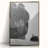 Framed landscape acrylic artwork with a gold border, showcasing vibrant colors and intricate details, perfect for modern home decor and art enthusiasts.