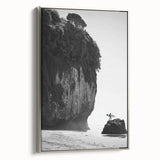 Framed landscape canvas artwork showcasing a serene silver-toned design, elegantly presented with a sleek side view, ideal for modern home decor. The piece adds a touch of sophistication to any room, enhancing artistic ambiance and style.
