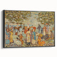 Modern Beach Scene Art Print – Contemporary Crowd & Donkeys